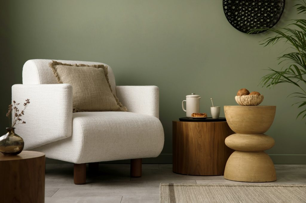 Stylish composition of living room interior